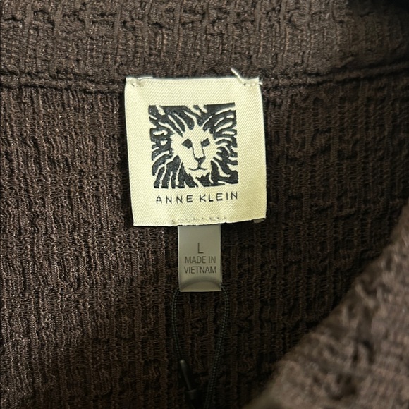 Anne Klein Dark Brown Textured Blouse - Picture 2 of 6